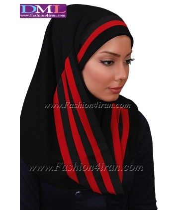 مقنعه تلدار با شال  قرمز کد 42