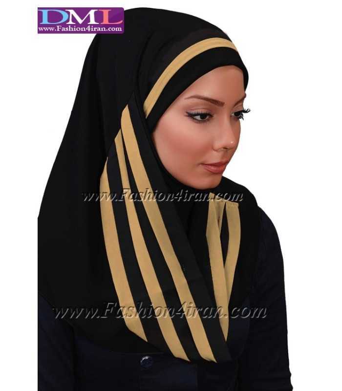 مقنعه فرم تل دار کد 42 با حریر شالی طلایی مقنعه فرم تل دار کد 42 با حریر شالی طلایی