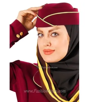 کلاه مهمانداری کد 11 زرشکی کرم