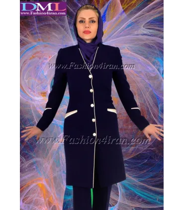مانتو شلوار کرپ سرمه ای کد 95