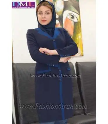 مانتو شلوار کرپ سرمه ای آبی کد 85