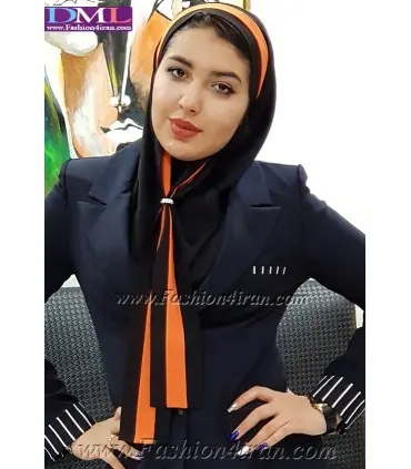 مقنعه کراواتی حریر نارنجی کد 41