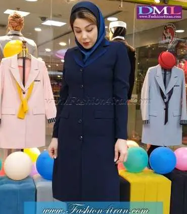 مانتو شلوار کرپ سرمه ای کد 94
