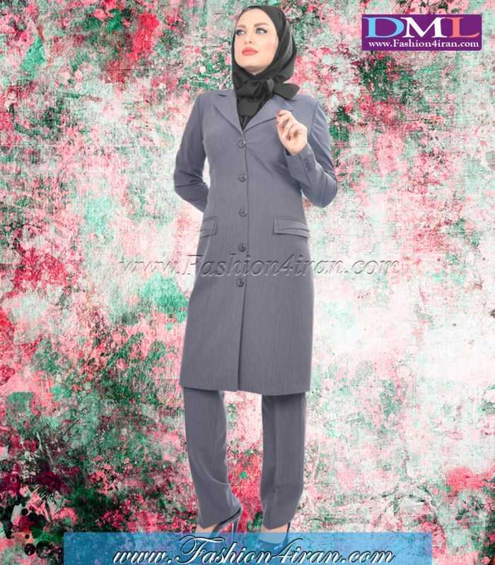 مانتو شلوار فیونا طوسی کد 96