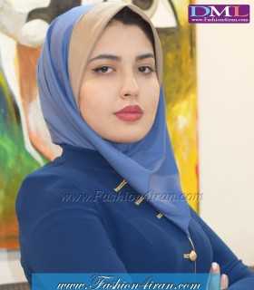 مقنعه اداری آبی تل کرم کد 13