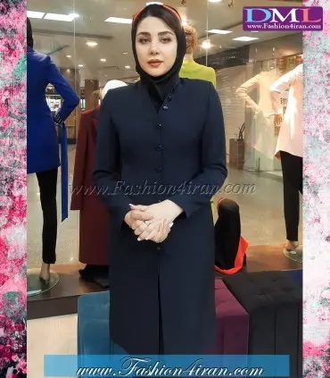 مانتو شلوار کرپ مازراتی سرمه‌ای تیره