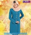 مانتو شلوار کرپ فیروزه ای طلایی کد 74