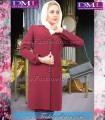 مانتو شلوار کرپ زرشکی مشکی کد 74