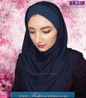 مقنعه توربان حریر سرمه‌ای