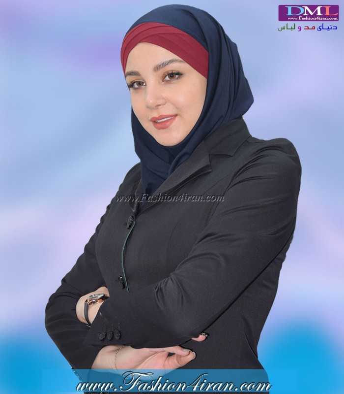 مقنعه توربان حریر زرشکی کد 9