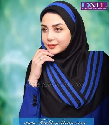 مقنعه با شال آبی کد 42