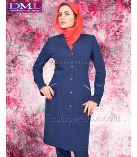مانتو شلوار اداری فاستونی آبی کد 95