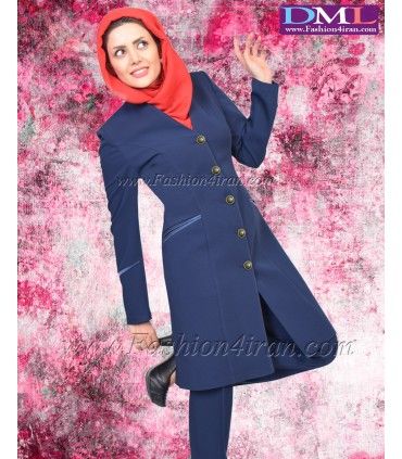 مانتو شلوار اداری فاستونی آبی کد 95