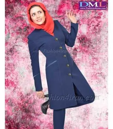 مانتو شلوار اداری فاستونی آبی کد 95
