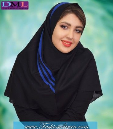 مقنعه فرم کد 38 با حریر آبی