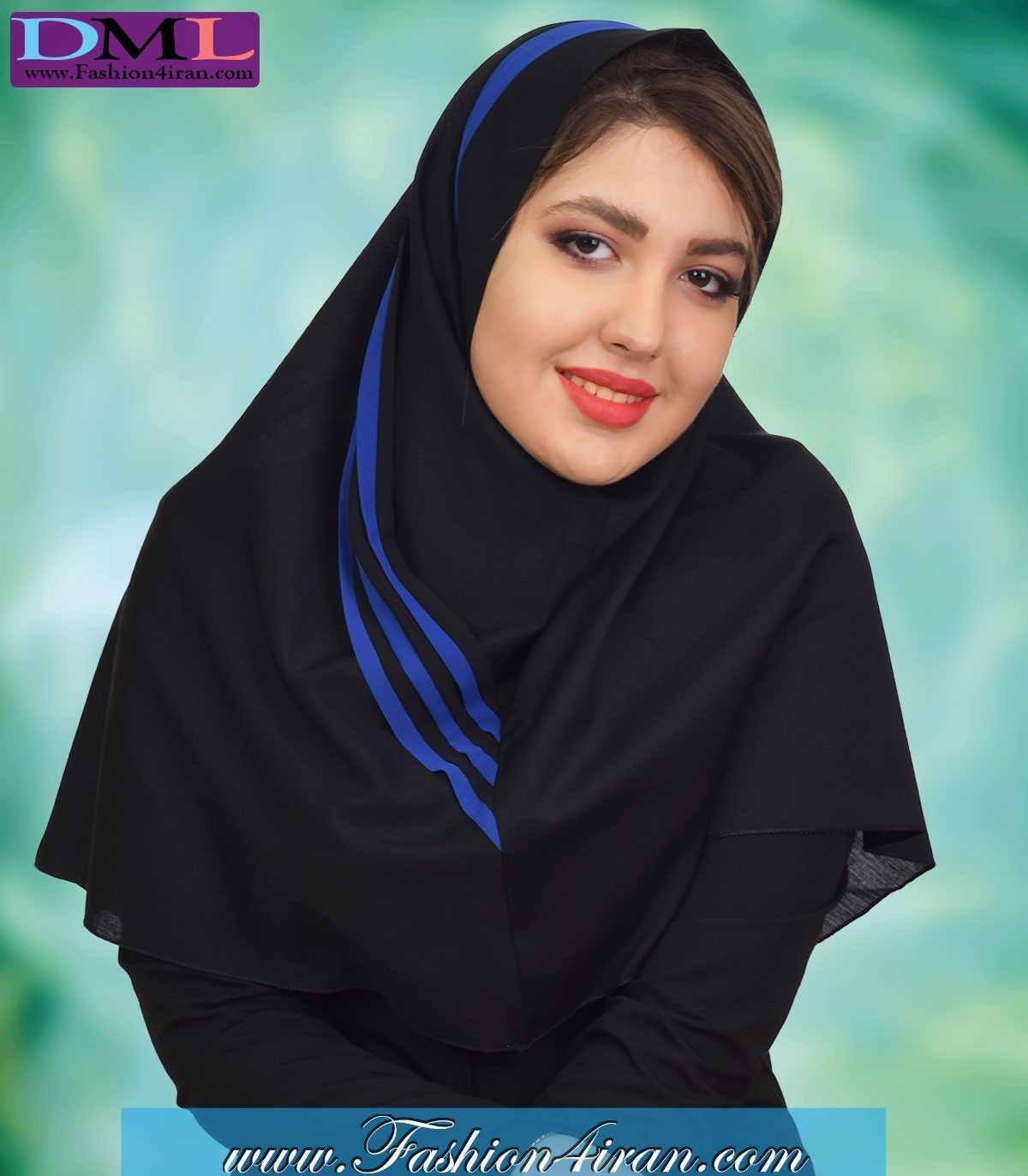 مقنعه فرم کد 38 با حریر آبی
