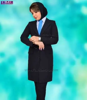 مانتو شلوار اداری فیونا سرمه‌ای تیره کد 112