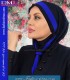 مقنعه کراواتی کد 41 با حریر آبی کاربنی