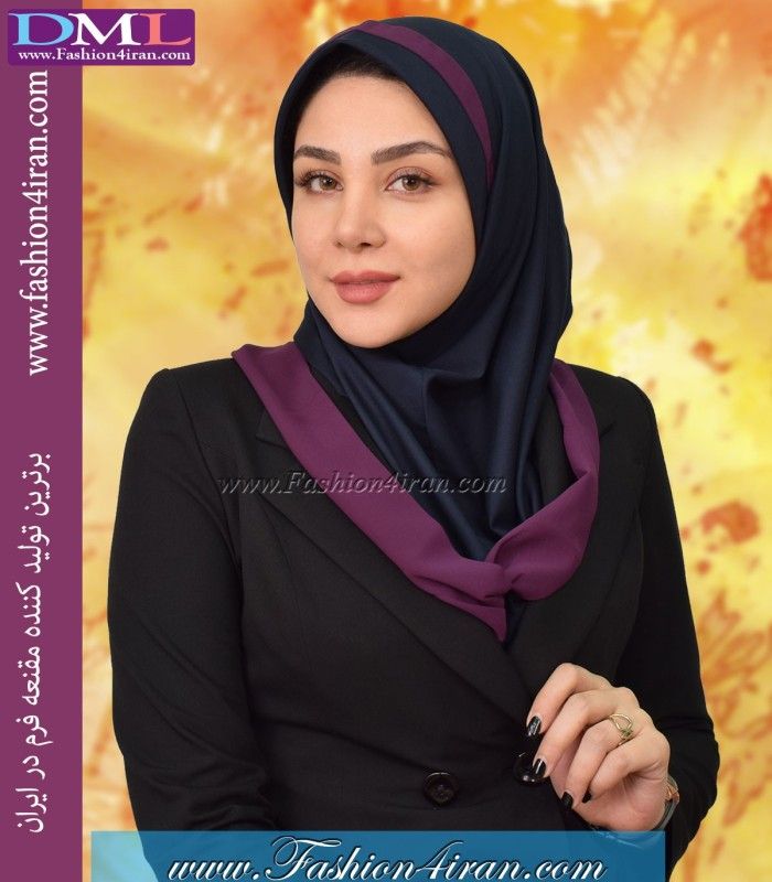 مقنعه حریر بادمجانی کد 21