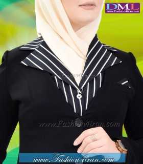 یقه انگلیسی فاستونی راه راه سفیدa801 | بسیار با کیفیت و زیبا