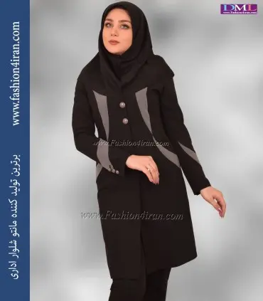 مانتو شلوار فیونا مشکی طوسی کد 77