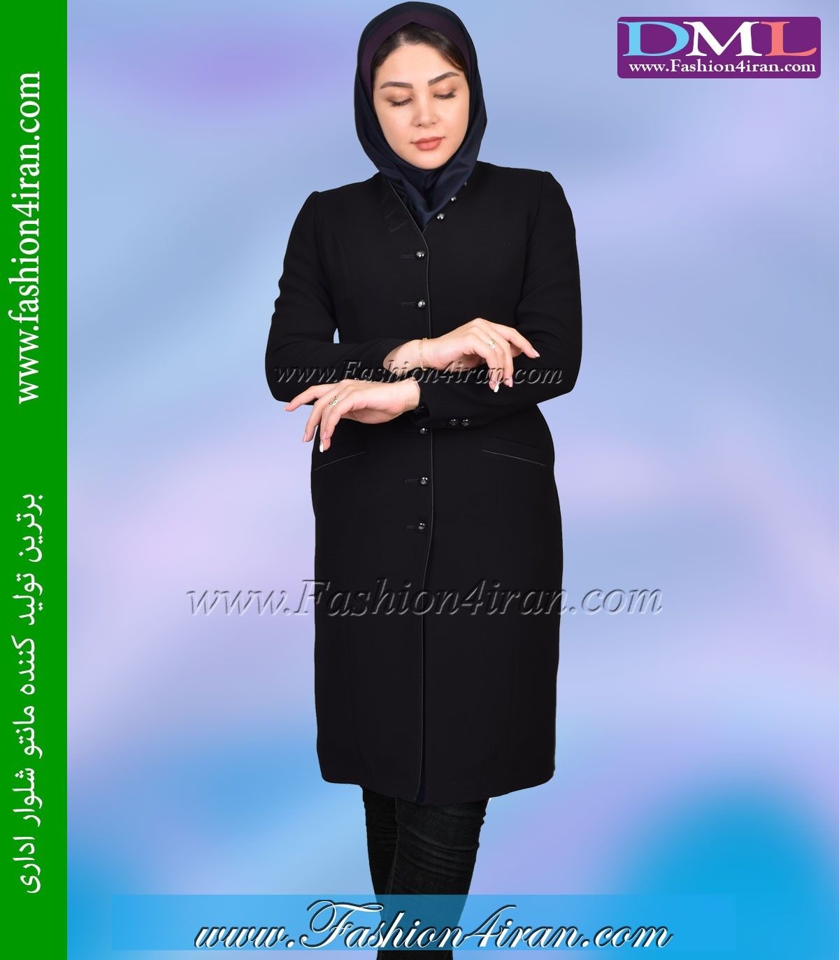 مانتو شلوار کرپ مشکی کد 74