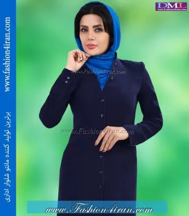 مانتو شلوار کرپ سرمه ای کد 74