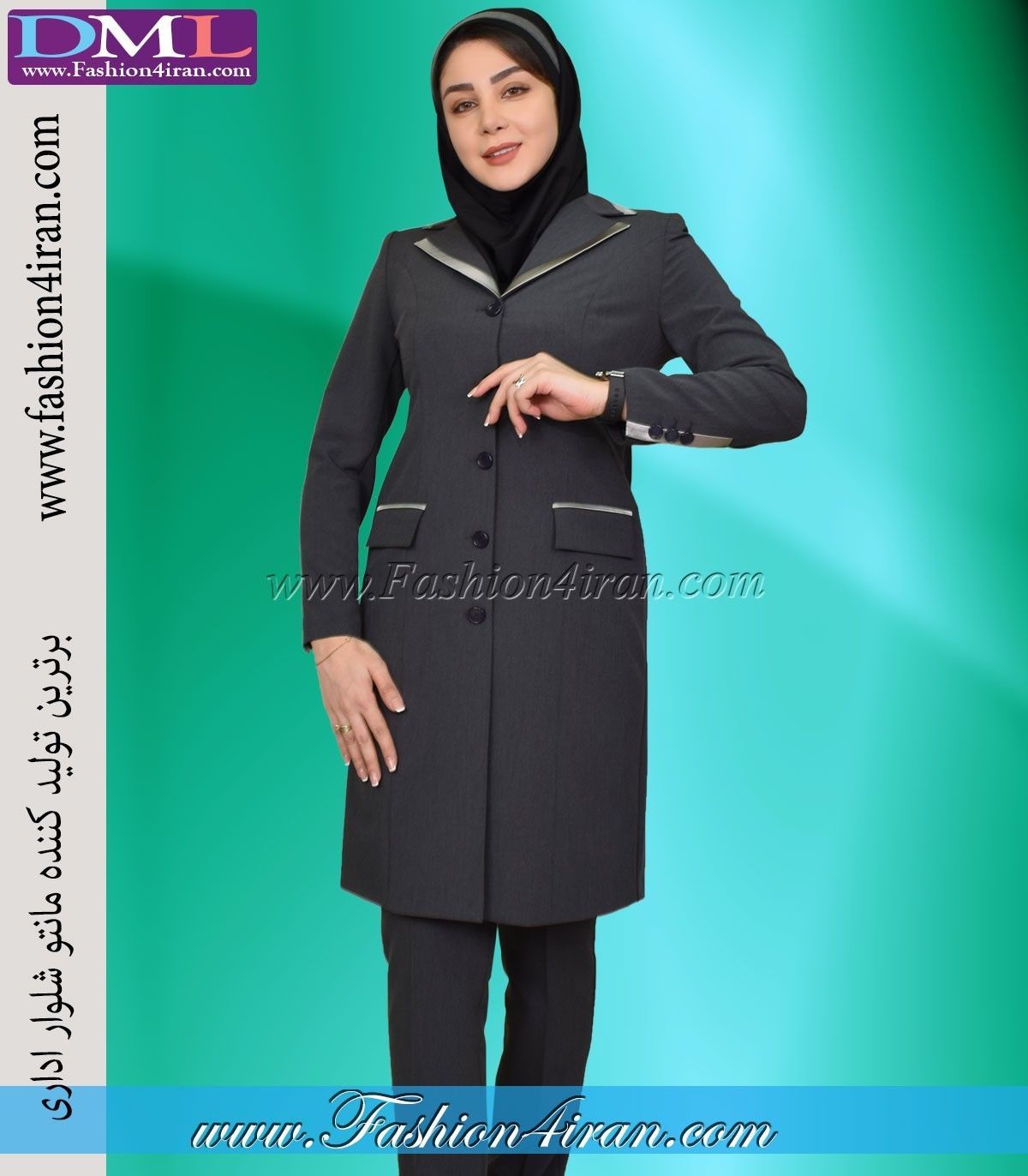 مانتو شلوار فیونا طوسی نقره‌ای