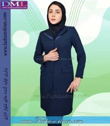 مانتو شلوار فیونا سرمه‌ای ساتن سرمه‌ای