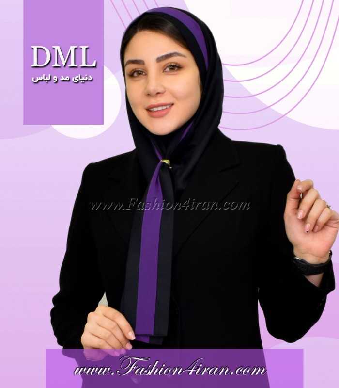 مقنعه کراواتی حریر بنفش کد41