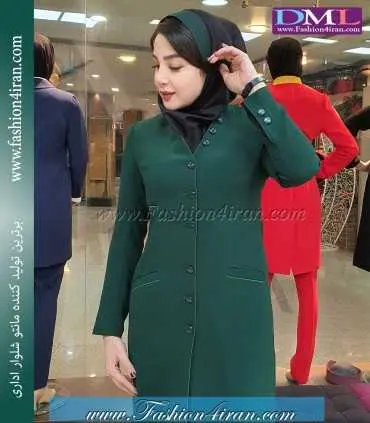 مانتو شلوار اداری کرپ سبز کد 74