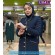 مانتو شلوار اداری کرپ سرمه‌ای طلایی کد 74
