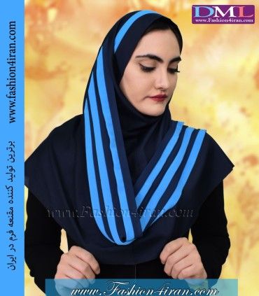 مقنعه شالدار حریر فیروزه‌ای کد 42