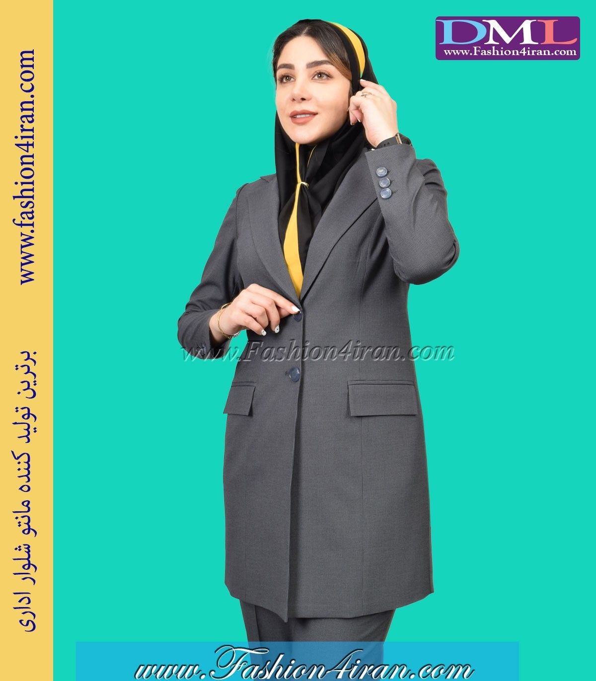 کت شلوار فاستونی پیردوپل طوسی کد 104