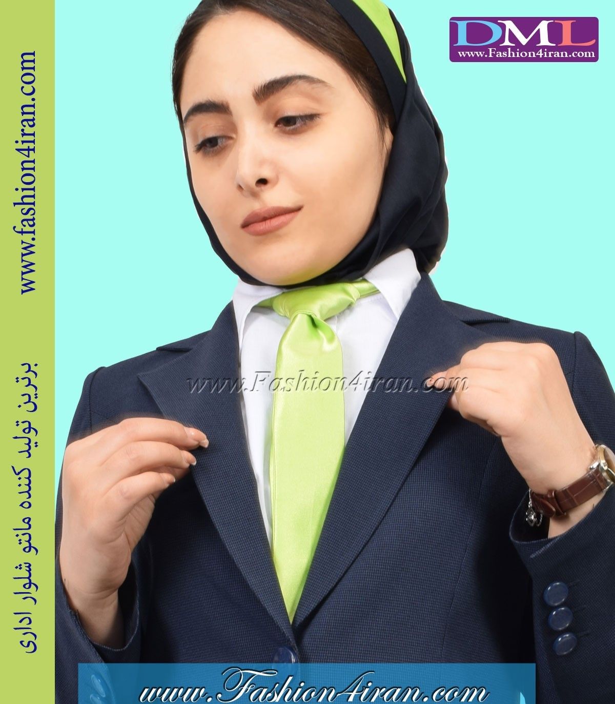 کت شلوار زنانه فاستونی پیردوپل سرمه‌ای کد 104