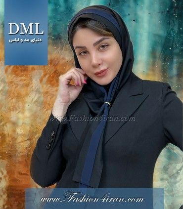 مقنعه کراواتی حریر سرمه‌ای