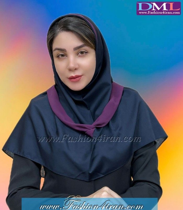 مقنعه حریر بادمجانی کد 21