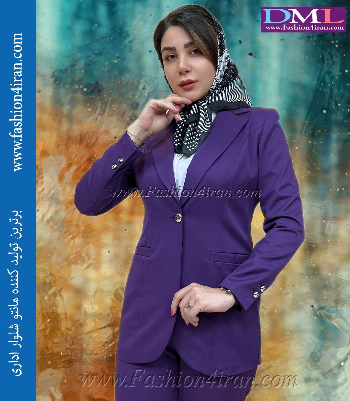 کت شلوار زنانه فاستونی ترک پارچه بنفش کد 105