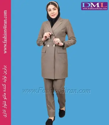 مانتو شلوار پیردوپل نسکافه‌ای کد 53
