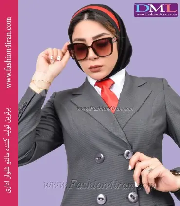 مانتو شلوار پیردوپل طوسی کد 53