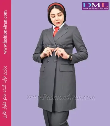مانتو شلوار پیردوپل طوسی کد 53