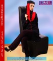 مانتو شلوار کرپ سرمه‌ای قرمز کد 74