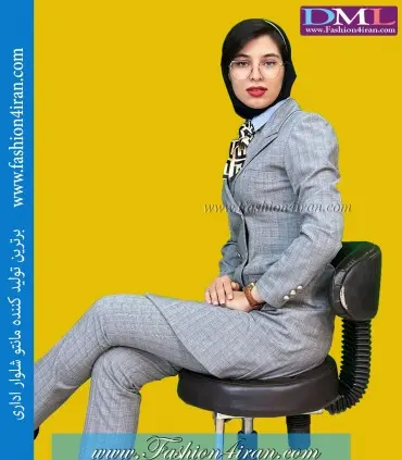 کت شلوار چهارخانه طوسی کد 54