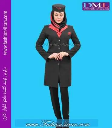 مانتو شلوار فیونا مشکی یقه قرمز کد 66