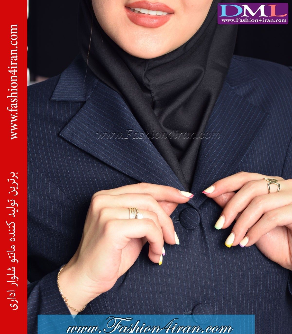 مانتو شلوار اداری دیپلمات سرمه‌ای کد 109