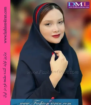 مقنعه کرپ تل دار قرمز کد 46