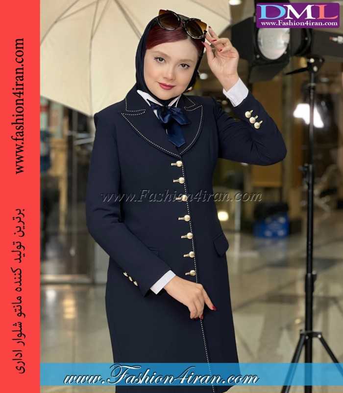 معطف بنطال كريب كحلي ذهبي كود 119
