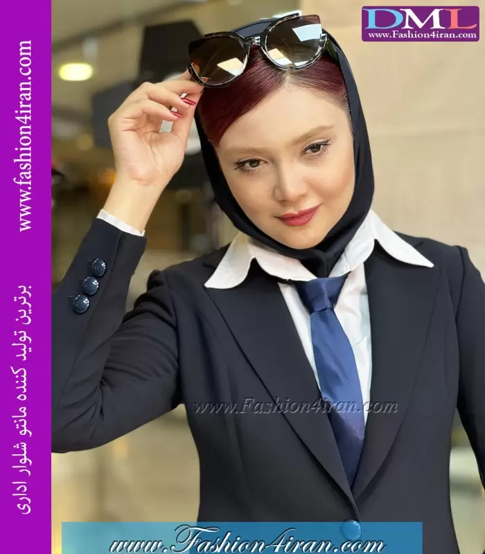 کت شلوار زنانه کرپ سرمه ای کد 104