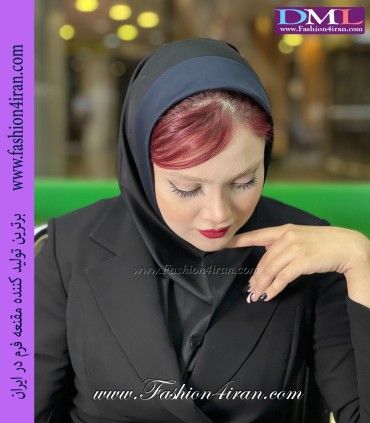 مقنعه مشکی تل سرمه‌ای کد 13