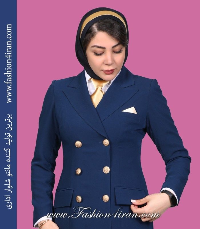 کت شلوار کرپ آبی طلایی کد 54